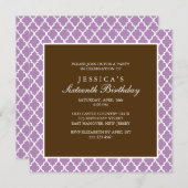 Violett und braun Elegante Quartieren Geburtstag Einladung (Vorne/Hinten)