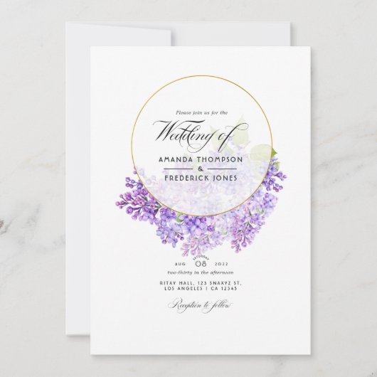 Violett- und Gold-geometrische Herbarium-QR-Code-H Einladung (Vorderseite)
