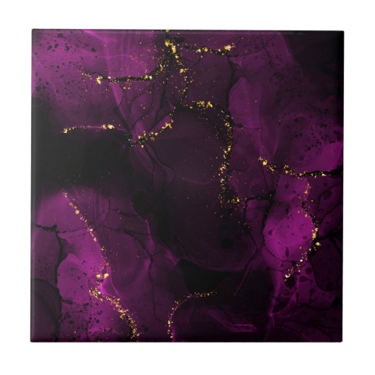 Violett und goldener Marmor Fliese (Vorderseite)