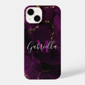 Violett und goldener Marmor iPhone Hülle (Rückseite)
