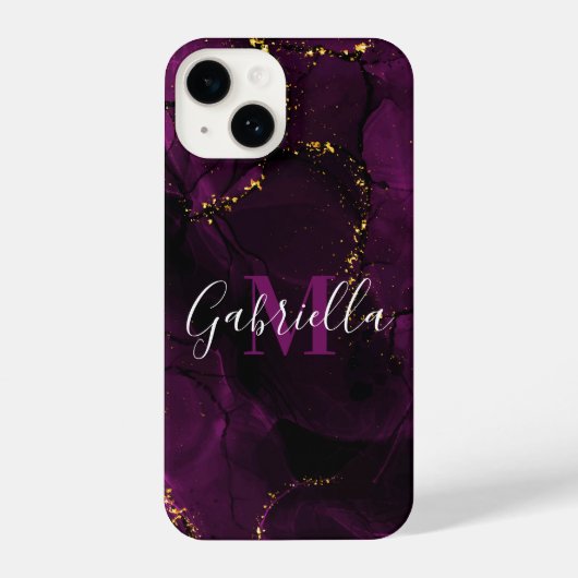 Violett und goldener Marmor iPhone Hülle (Rückseite)