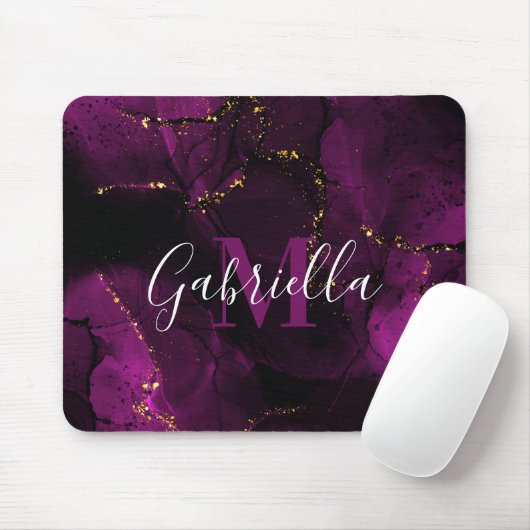Violett und goldener Marmor Mousepad (Mit Mouse)