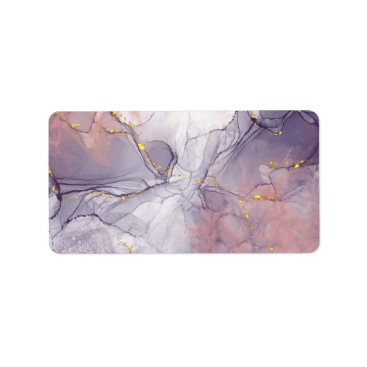 Violett und Goldmarmor Adressaufkleber (Vorne)