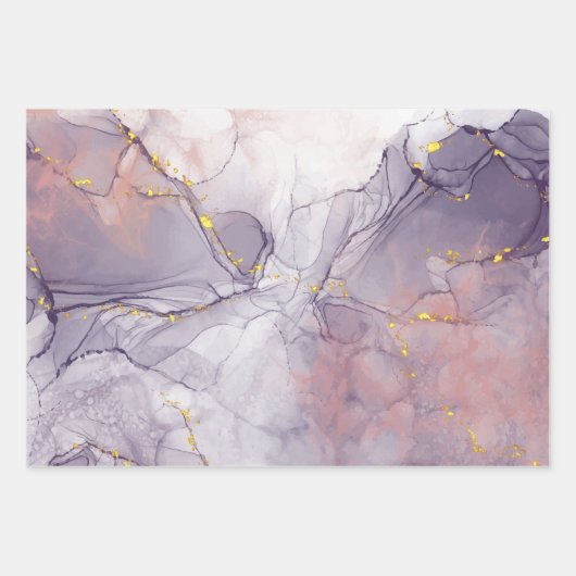 Violett und Goldmarmor Geschenkpapier Set (Vorderseite 2)