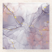 Violett und Goldmarmor Glasuntersetzer (Vorderseite)