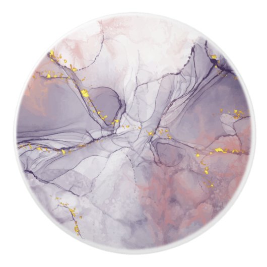 Violett und Goldmarmor Keramikknauf (Vorderseite)