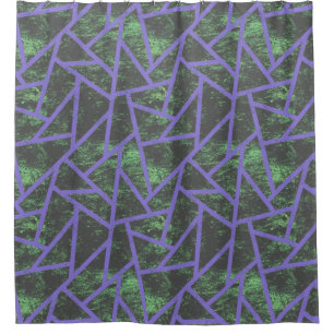 Violett und grünes Mosaik Duschvorhang