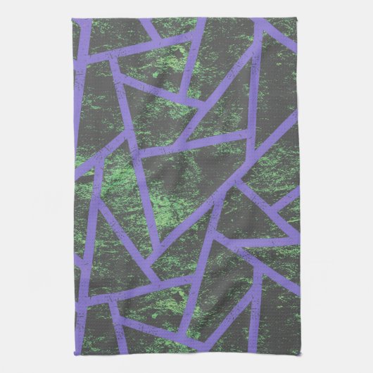 Violett und grünes Mosaik Geschirrtuch (Vertikal)