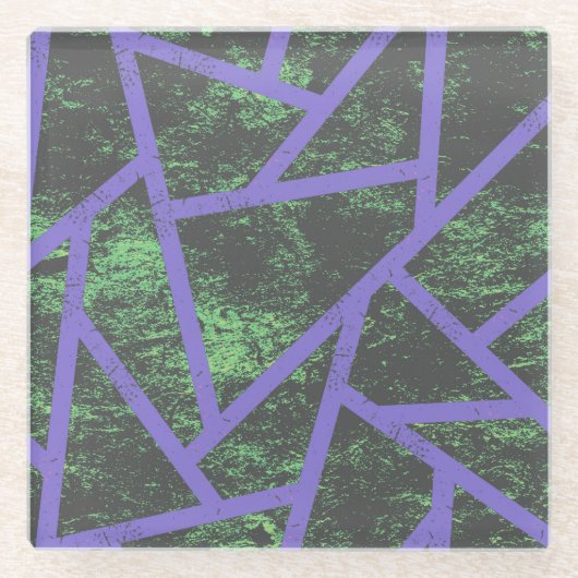 Violett und grünes Mosaik Glasuntersetzer (Vorderseite)