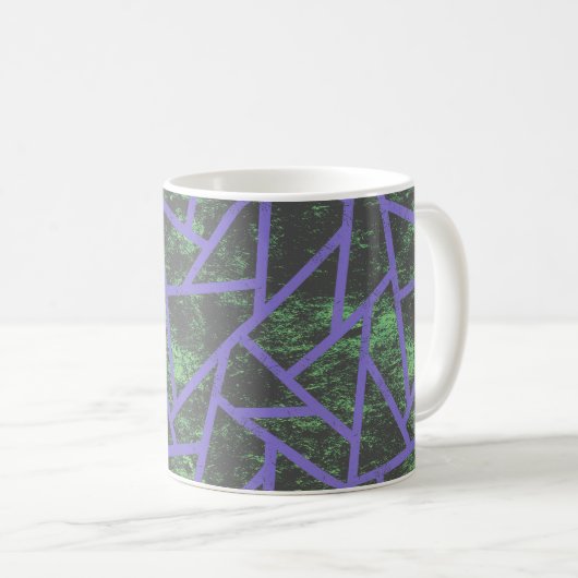Violett und grünes Mosaik Kaffeetasse (VorderseiteRechts)