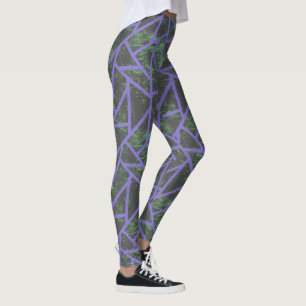 Violett und grünes Mosaik Leggings