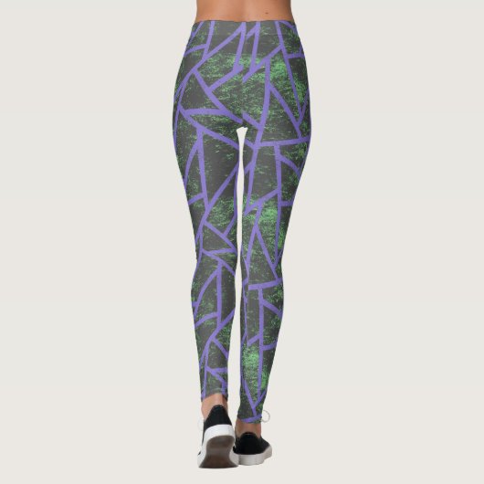 Violett und grünes Mosaik Leggings (Rückseite)