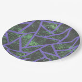 Violett und grünes Mosaik Pappteller (Schrägansicht)