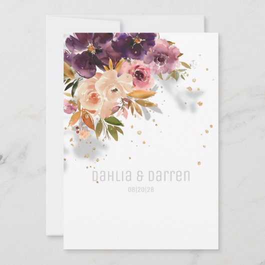 Violett und Mauve Wedding Einladung (Rückseite)