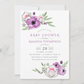 Violett- und Milchflorendusche Einladung (Vorderseite)