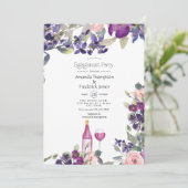 Violett und Pflaumenblättriges Brautparty Weinverk Einladung (Stehend Vorderseite)