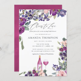 Violett und Pflaumenblättriges Brautparty Weinverk Einladung