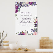 Violett und Pflaumenblättriges Brautparty Weinverk Poster (Küche)