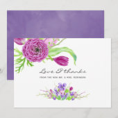 Violett- und Pflaumenblütenhochzeit Dankeskarte (Vorne/Hinten)