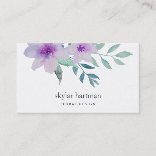 Violett und Sage Wasserfarbe Visitenkarte (Vorderseite)