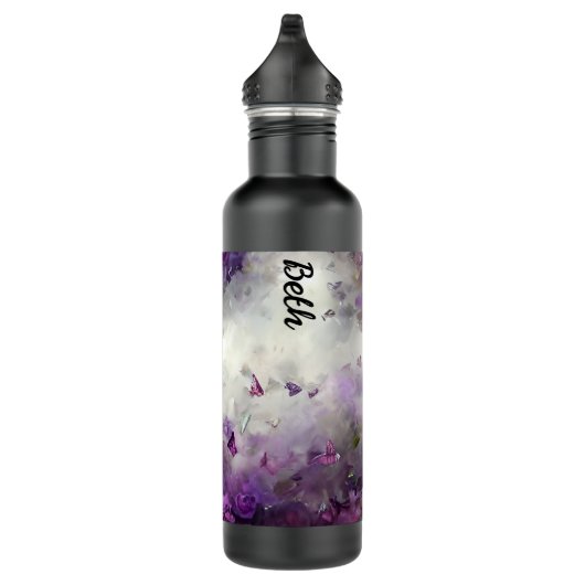 Violett und Schmetterlinge Wasser Flasche Edelstahlflasche (Rechts)