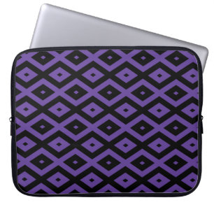 Violett und schwarzes Rautenmuster Laptopschutzhülle