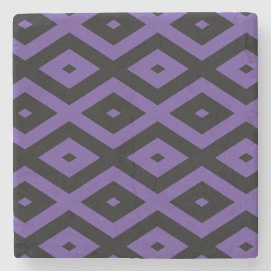 Violett und schwarzes Rautenmuster Steinuntersetzer (Vorderseite)