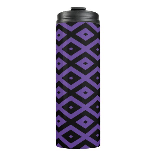 Violett und schwarzes Rautenmuster Thermosbecher (Vorderseite)