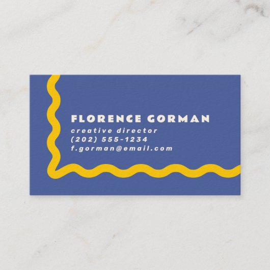 Violett und sonnige gelbe Wavy-Rahmen Visitenkarte (Vorderseite)