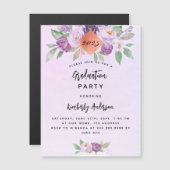 Violett violette Blumen Graduierungsparty Luxus Magneteinladung (Vorne/Hinten)