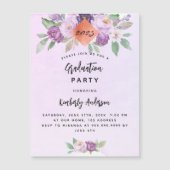 Violett violette Blumen Graduierungsparty Luxus Magneteinladung (Vorderseite)