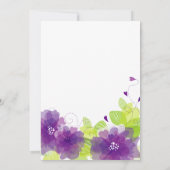 Violett-violette Blumen Hochzeitengagemnet-Party Einladung (Rückseite)