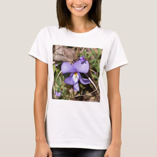 Violett von Vögeln mit Blüten T-Shirt (Vorderseite)