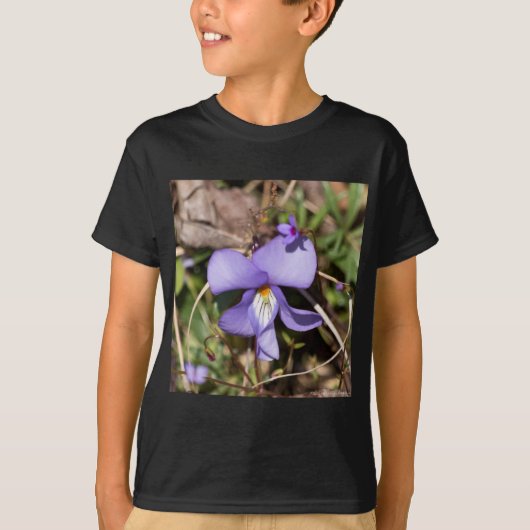 Violett von Vögeln mit Blüten T-Shirt (Vorderseite)