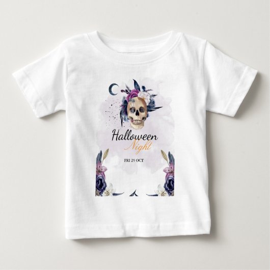 Violett Wasserfarbe Halloween-Party Gothic Skull Baby T-shirt (Vorderseite)