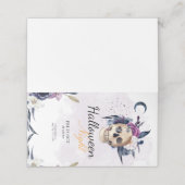 Violett Wasserfarbe Halloween-Party Gothic Skull Platzkarte (Außenseite Aufgefaltet)