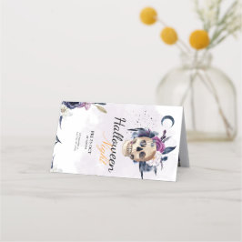 Violett Wasserfarbe Halloween-Party Gothic Skull Platzkarte