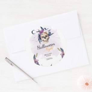 Violett Wasserfarbe Halloween-Party Gothic Skull Runder Aufkleber
