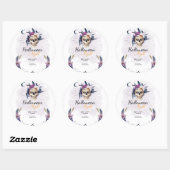 Violett Wasserfarbe Halloween-Party Gothic Skull Runder Aufkleber (Blatt)