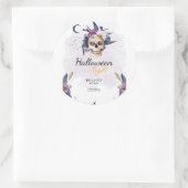 Violett Wasserfarbe Halloween-Party Gothic Skull Runder Aufkleber (Tasche)