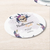 Violett Wasserfarbe Halloween-Party Gothic Skull Runder Pappuntersetzer (Angewinkelt)