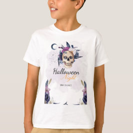 Violett Wasserfarbe Halloween-Party Gothic Skull T-Shirt