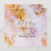 Violett Wasserfarbe Herbst lässt Überraschung Gebu Einladung (Vorne/Hinten)