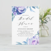 Violett Wasserfarbige Peonies Blumengeflecht Braut Einladung (Stehend Vorderseite)