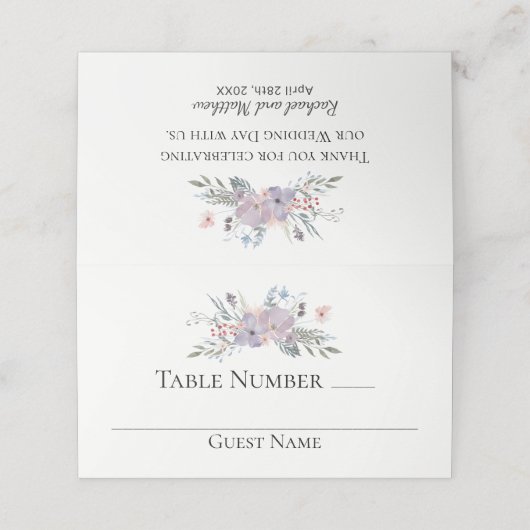 Violett-Wiesen-Blumentisch Platzkarte (Außenseite Aufgefaltet)