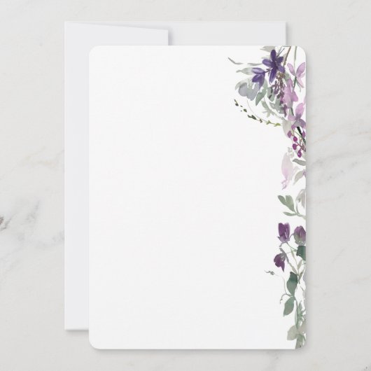 Violett Wildblume Probe Abendessen Einladung (Rückseite)