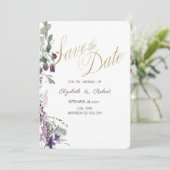 Violett-Wildblume Save the Date (Stehend Vorderseite)