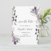 Violett-Wildblume Save the Date (Stehend Vorderseite)