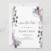 Violett-Wildblume Save the Date (Vorderseite)