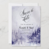 Violett Winterlandschaft Schnee Save the Date (Vorderseite)